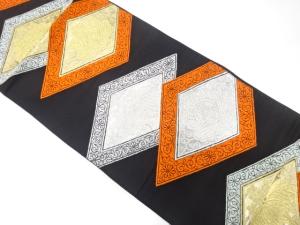 アンティーク　菱に桐・牡丹模様織り出し袋帯（材料）